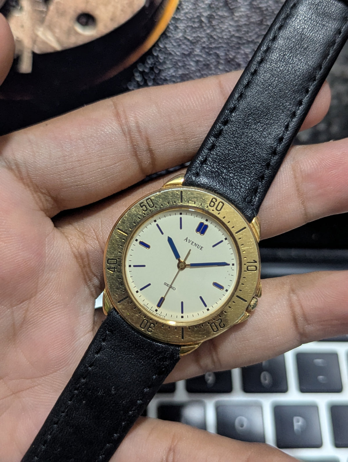 FEB 1990 - Seiko Avenue - Cream Blue Dial - Quartz - 5P31 6D40 - Gold Plated - 36MM - JDM - Working Condition